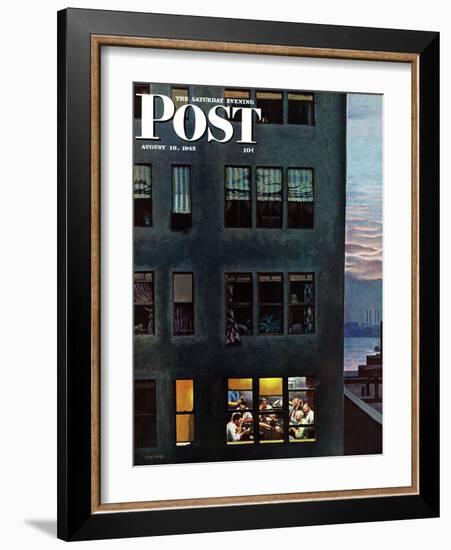 "Office Poker Party," Saturday Evening Post Cover, August 18, 1945-John Falter-Framed Giclee Print