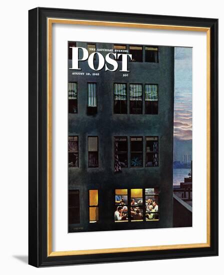 "Office Poker Party," Saturday Evening Post Cover, August 18, 1945-John Falter-Framed Giclee Print