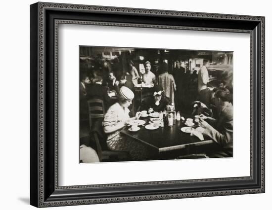 Office workers lunching in a restaurant, New York, USA, early 1930s-Unknown-Framed Photographic Print