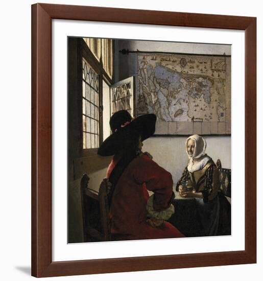 Officer and a Laughing Girl-Jan Vermeer-Framed Premium Giclee Print