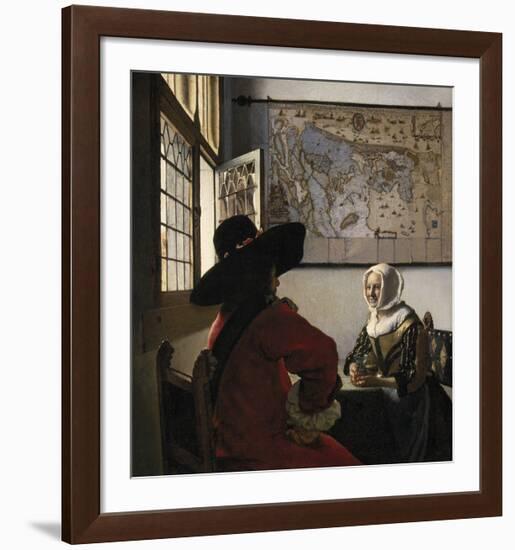 Officer and a Laughing Girl-Jan Vermeer-Framed Premium Giclee Print