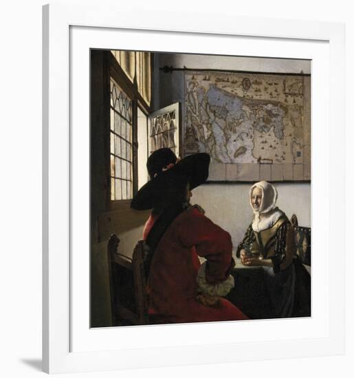 Officer and a Laughing Girl-Jan Vermeer-Framed Premium Giclee Print