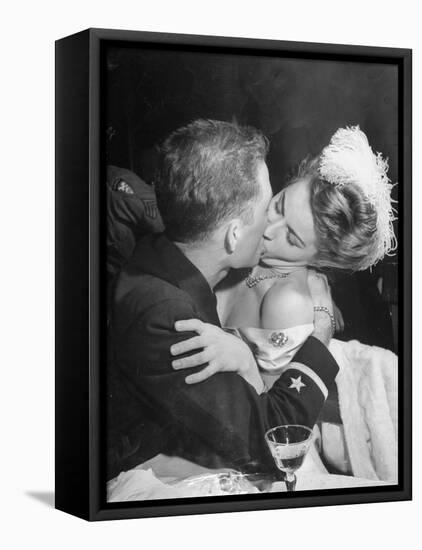 Officer Deeply Kissing a Model at a Nightclub-Allan Grant-Framed Premier Image Canvas