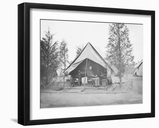 Officer in Tent During American Civil War-Stocktrek Images-Framed Photographic Print