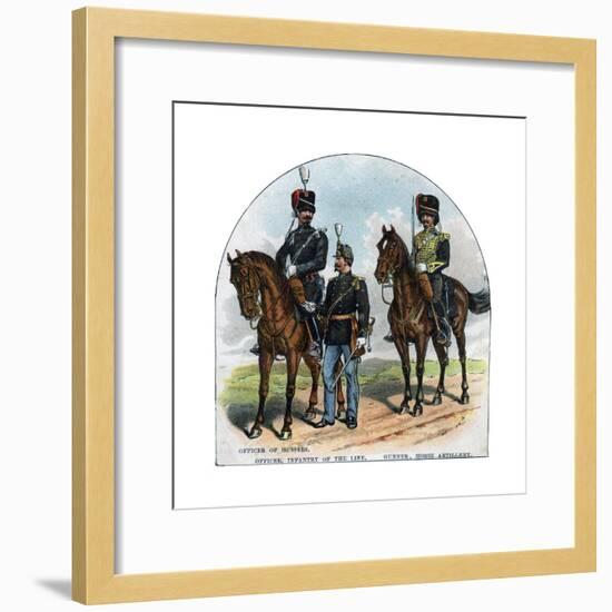 Officer of Hussars, Officer, Infantry of the Line, Gunner, Horse Artillery, 19th Century-null-Framed Giclee Print