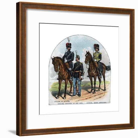 Officer of Hussars, Officer, Infantry of the Line, Gunner, Horse Artillery, 19th Century-null-Framed Giclee Print