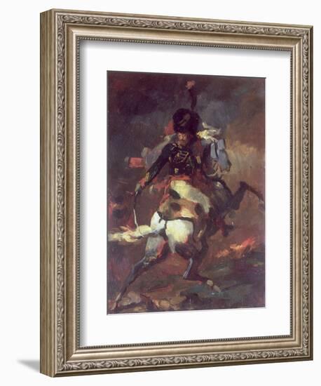 Officer of the Chasseurs Charging on Horseback-Théodore Géricault-Framed Giclee Print