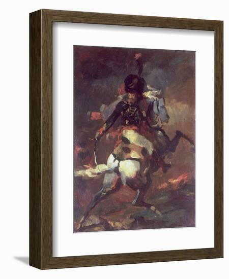 Officer of the Chasseurs Charging on Horseback-Théodore Géricault-Framed Giclee Print