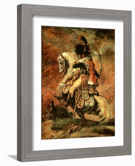 Officer of the Hussars on Horseback, 1812/16-Théodore Géricault-Framed Giclee Print