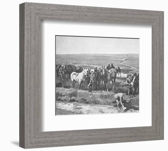 Officers' Horses Watering Near Berneville-Sir Alfred Munnings-Framed Premium Giclee Print