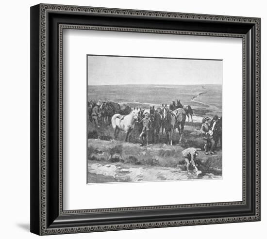 Officers' Horses Watering Near Berneville-Sir Alfred Munnings-Framed Premium Giclee Print