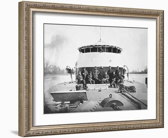 Officers on Deck of Uss Saugus During the American Civil War-Stocktrek Images-Framed Photographic Print