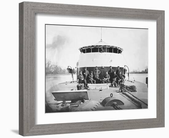 Officers on Deck of Uss Saugus During the American Civil War-Stocktrek Images-Framed Photographic Print