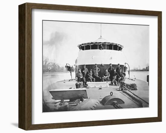 Officers on Deck of Uss Saugus During the American Civil War-Stocktrek Images-Framed Photographic Print