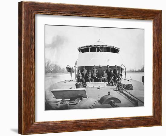 Officers on Deck of Uss Saugus During the American Civil War-Stocktrek Images-Framed Photographic Print