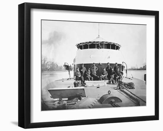 Officers on Deck of Uss Saugus During the American Civil War-Stocktrek Images-Framed Photographic Print