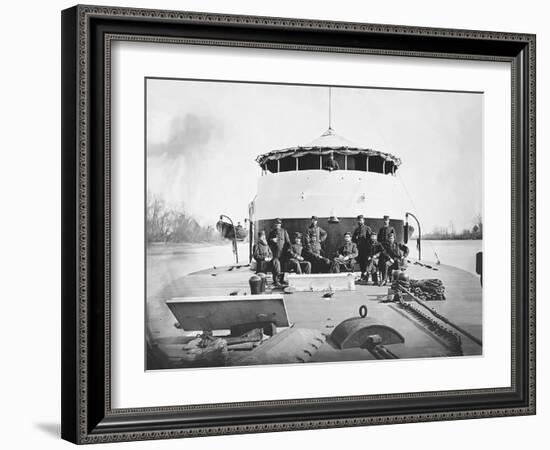 Officers on Deck of Uss Saugus During the American Civil War-Stocktrek Images-Framed Photographic Print