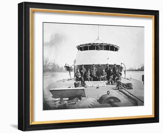 Officers on Deck of Uss Saugus During the American Civil War-Stocktrek Images-Framed Photographic Print