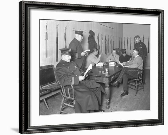 Officers Relaxing in an Unidentified Police Station, C.1913-14-William Davis Hassler-Framed Photographic Print