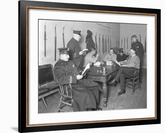 Officers Relaxing in an Unidentified Police Station, C.1913-14-William Davis Hassler-Framed Photographic Print