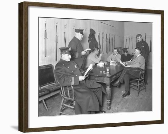 Officers Relaxing in an Unidentified Police Station, C.1913-14-William Davis Hassler-Framed Photographic Print