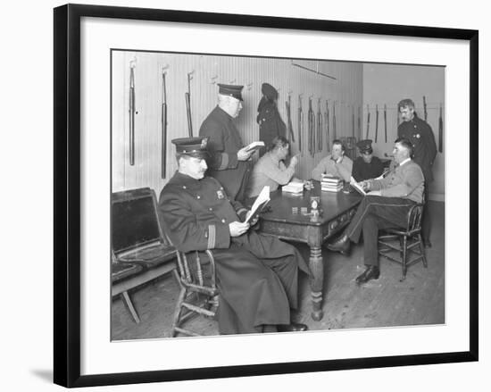 Officers Relaxing in an Unidentified Police Station, C.1913-14-William Davis Hassler-Framed Photographic Print