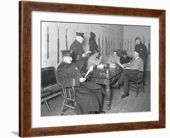 Officers Relaxing in an Unidentified Police Station, C.1913-14-William Davis Hassler-Framed Photographic Print