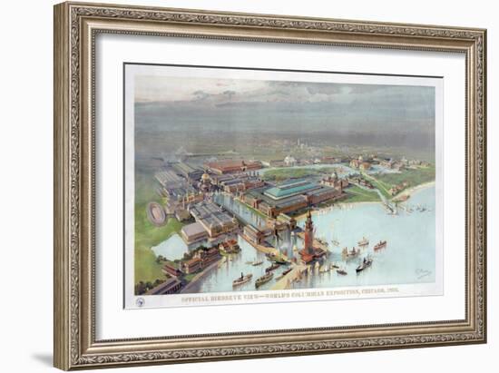 Official Birdseye View. World's Columbian Exposition, Chicago, 1893-null-Framed Giclee Print