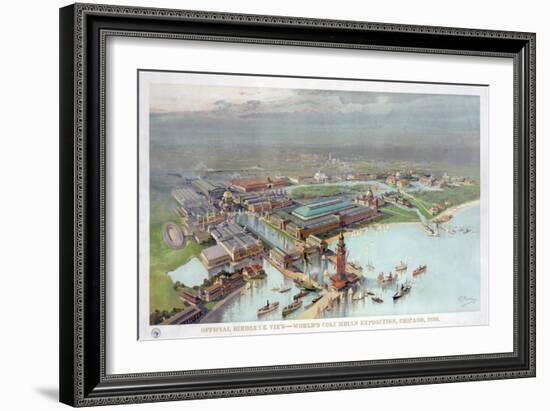 Official Birdseye View. World's Columbian Exposition, Chicago, 1893-null-Framed Giclee Print