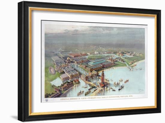 Official Birdseye View. World's Columbian Exposition, Chicago, 1893-null-Framed Giclee Print