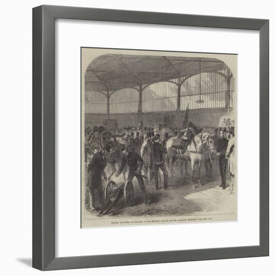 Official Inspection at Woolwich of the Mountain Battery for the Abyssinian Expedition-null-Framed Giclee Print