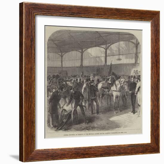 Official Inspection at Woolwich of the Mountain Battery for the Abyssinian Expedition-null-Framed Giclee Print