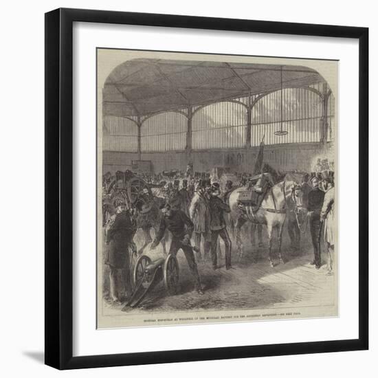 Official Inspection at Woolwich of the Mountain Battery for the Abyssinian Expedition-null-Framed Giclee Print