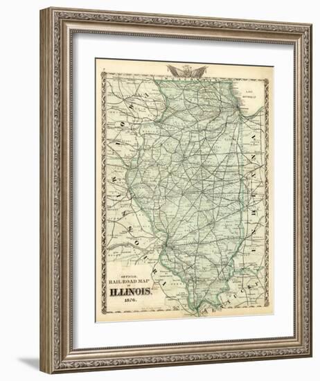 Official Railroad Map of the State of Illinois, c.1876-Warner & Beers-Framed Art Print