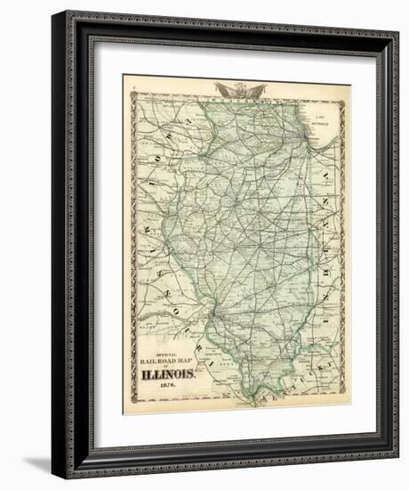 Official Railroad Map of the State of Illinois, c.1876-Warner & Beers-Framed Art Print