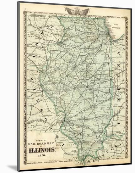 Official Railroad Map of the State of Illinois, c.1876-Warner & Beers-Mounted Art Print