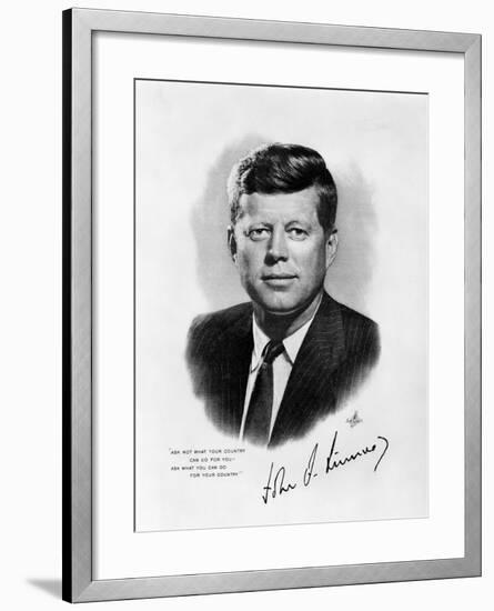 Official White House Portrait John Fitzgerald Kennedy 35th American President-null-Framed Photographic Print