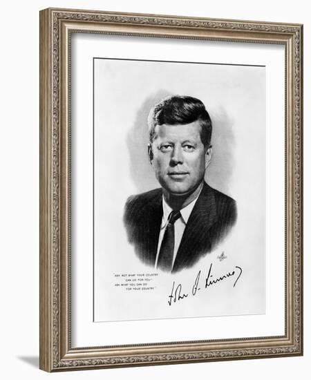 Official White House Portrait John Fitzgerald Kennedy 35th American President-null-Framed Photographic Print