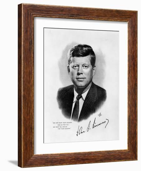 Official White House Portrait John Fitzgerald Kennedy 35th American President-null-Framed Photographic Print