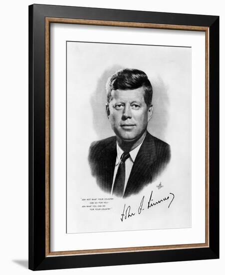 Official White House Portrait John Fitzgerald Kennedy 35th American President-null-Framed Photographic Print