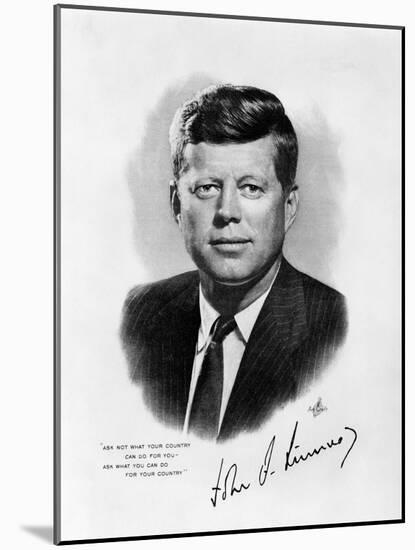 Official White House Portrait John Fitzgerald Kennedy 35th American President-null-Mounted Photographic Print