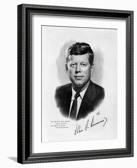 Official White House Portrait John Fitzgerald Kennedy 35th American President-null-Framed Photographic Print