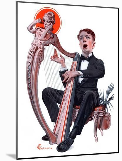 "Offkey Harpist,"April 4, 1925-Elbert Mcgran Jackson-Mounted Giclee Print