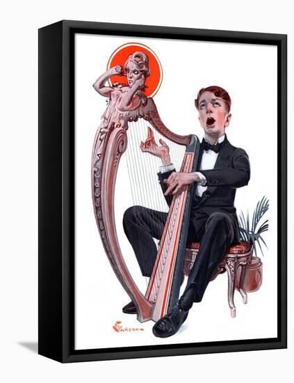 "Offkey Harpist,"April 4, 1925-Elbert Mcgran Jackson-Framed Premier Image Canvas