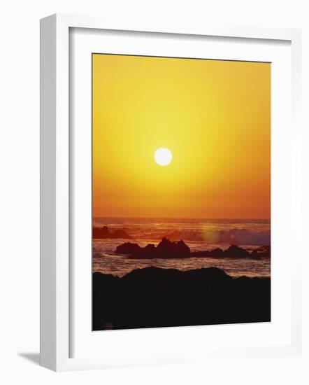 Offshore Rocks at Sunset, Pacific Grove, Monterey Peninsula, California, USA-Stuart Westmoreland-Framed Photographic Print