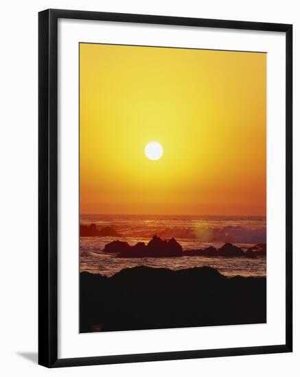 Offshore Rocks at Sunset, Pacific Grove, Monterey Peninsula, California, USA-Stuart Westmoreland-Framed Photographic Print