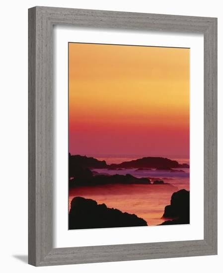 Offshore Rocks at Sunset, Pacific Grove, Monterey Peninsula, California, USA-Stuart Westmoreland-Framed Photographic Print