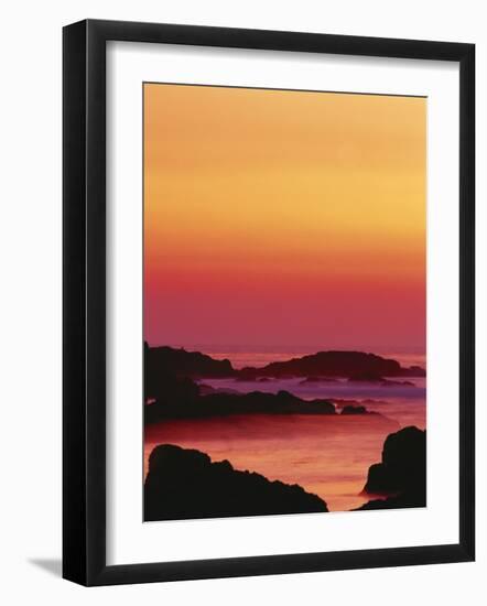 Offshore Rocks at Sunset, Pacific Grove, Monterey Peninsula, California, USA-Stuart Westmoreland-Framed Photographic Print