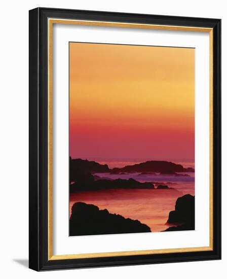 Offshore Rocks at Sunset, Pacific Grove, Monterey Peninsula, California, USA-Stuart Westmoreland-Framed Photographic Print