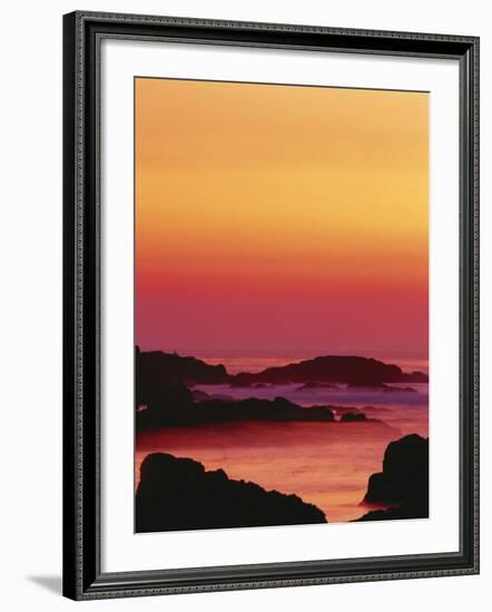 Offshore Rocks at Sunset, Pacific Grove, Monterey Peninsula, California, USA-Stuart Westmoreland-Framed Photographic Print